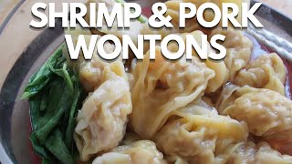 How to Make Chinese Shrimp and Pork Wontons  Wally Cooks Everything [upl. by Elfont233]