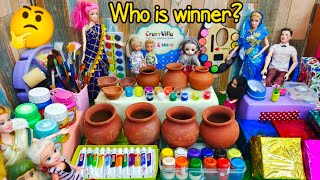 Pongal pot painting in Barbie doll முதல் பரிசை ஜெயிச்சது யாரு🤔Barbie show tamil [upl. by Mauro]