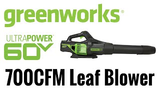 Greenworks 60V 700CFM Brushless Leaf Blower With 5Ah Battery Model 2419502VT [upl. by Sunda]