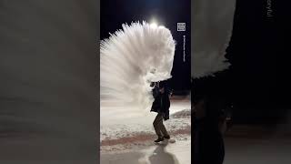 Boiling Water Freezes MidAir in 17°F 🥶 [upl. by Randy]