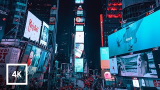 Walking Around Times Square at Night in New York City 4k City Ambience [upl. by Crofton]