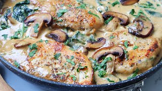 Poulet sauce aux champignons et épinardschicken mushroom and spinach sauceدجاج صوص مشروم و السبانخ [upl. by Houser390]