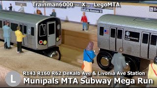 Munipals MTA R143 DeKalb amp Livonia Ave Subway Run Trainman6000 legomtamunipalssubways2762 Collab [upl. by Cherilyn]