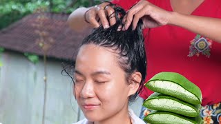 ASMR  12 Hair Treatment using fresh aloe vera [upl. by Aihsenak730]