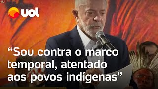 Lula Sou contra o marco temporal fiz questão de vetar esse atentado aos povos indígenas [upl. by Dustan]