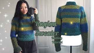 Raglan Sweater Knitting Tutorial Easy for Complete Beginners [upl. by Franciska920]