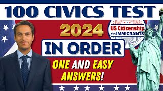 NEW 100 Civics Questions and Answers In Order US Citizenship Interview 2024  One amp Easy Answers [upl. by Col]