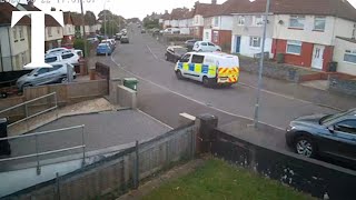 Cardiff riot New CCTV shows police van following teenagers on ebike [upl. by Achilles]