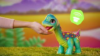 FurReal Friends Snacking Sam the Bronto interaktiv bamse  dinosaur med over 40 lyder [upl. by Yance]