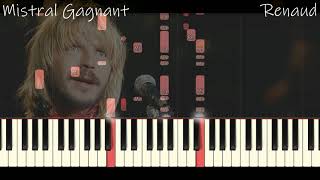 Mistral gagnant  Renaud  Piano tutorial [upl. by Nygem906]