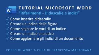 WORD  Microsoft 365  Tutorial 23 Didascalie e indici [upl. by Gwenette]