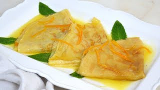 Cómo hacer crepes dulces con salsa de naranja  Crepes Suzette ¡Receta super fácil [upl. by Yekcor843]