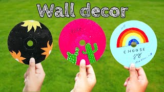 Wall decoration Ideas with CD How to paint on a old CD [upl. by Yremogtnom]