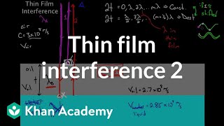 Thin Film Interference part 2  Light waves  Physics  Khan Academy [upl. by Lebiralc]