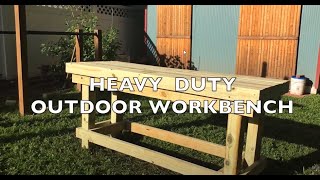 How to build a Heavy Duty Outdoor Workbench Table 4x4  wooden work table build  full steps [upl. by Urbannai324]