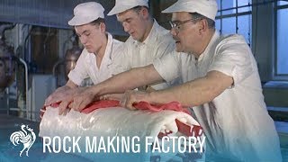 London Rock Making Candy Factory 1957  British Pathé [upl. by Neerhtak]