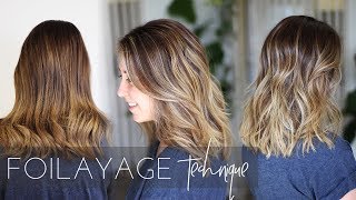 Foilayage Hair Technique  How to Balayage Brunette Hair Easy Tutorial [upl. by Zapot]