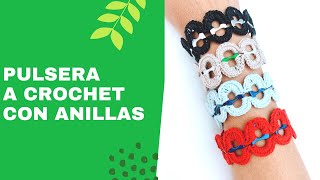 PULSERA a crochet con anillas de latas de gaseosas  Tutorial paso a paso  Moda a Crochet [upl. by Aziram716]