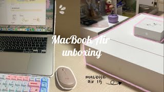 macbook air 15 inch starlight  unboxing 💻 [upl. by Krissy169]