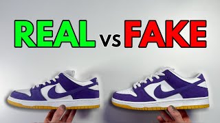 REAL VS FAKE NIKE SB DUNK COURT PURPLE ORANGE LABEL SNEAKER COMPARISON [upl. by Abisha]