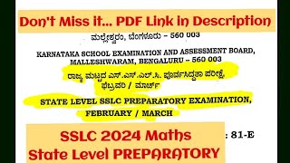 10th SSLC 2024 MATHS STATE LEVEL PREPARATORY EXAM 202324 KSEAB SOLVED KARNATAKA SSLC sslc2024 [upl. by Arob850]