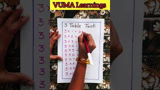 3 Table Easy Trick maths table vumalearnings ytshorts explore [upl. by Meuse]