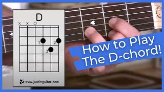 Super Easy First Guitar Lesson  Guitar Lessons For Beginners  Stage 1  The D Chord [upl. by Jenei]