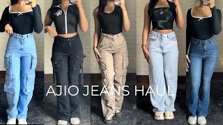 HUGE AJIO JEANS HAUL💕 BOOTCUT CARGO  WIDE LEG JEANS🫶🏼 TRENDY amp AFFORDABLE JEANS HAUL😍 [upl. by Esiuole587]