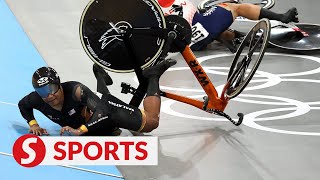 Paris 2024 Crash denies Shah Firdaus a podium finish in mens keirin [upl. by Kendell688]