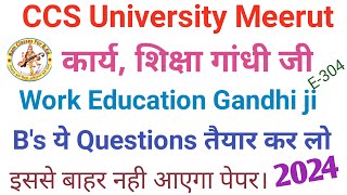 कार्य शिक्षा गांधी जी work Education Gandhiji most important Questions Exa 2024 BEd2nd Year CCSU [upl. by Favien165]