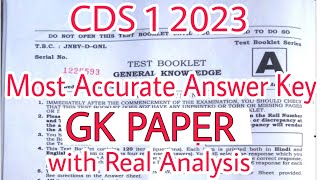 CDS 1 2023 GK ANSWER KEY WITH ANALYSIS  MOST ACCURATE [upl. by Yhtommit]