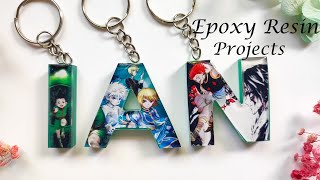 Epoxy Resin Keychain Tutorial  keychain with photo for Beginners  Resin keychain letter Hunter X [upl. by Byrle]