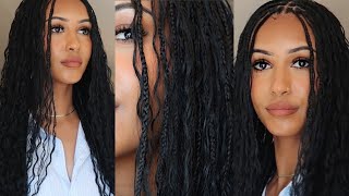 Watch me do knotless boho braids using just human hair No braiding hair added [upl. by Llejk]