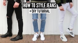 How To Style Jeans  Distressed Denim  DIY Tutorial  Mens Fashion 2023 [upl. by Squires]