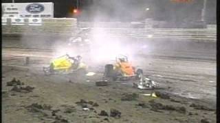 Knoxville Nationals Bad Crash with Curtis Boyeramp Kim Mock [upl. by Balbinder]