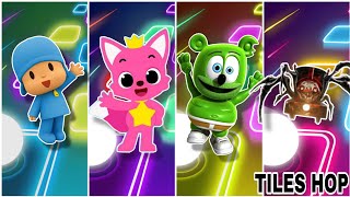 Pocoyo 🆚 Pinkfong 🆚 Gummy Bear 🆚 Choo Choo Charles Tiles Hop Edm Rush GameplayWho Will Win🎯 [upl. by Eemyaj]