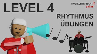 Rhythmusübungen Level 4 Achtel Viertel halbe und ganze Noten  Gehörbildung Lektion 2 [upl. by Dnalsor]