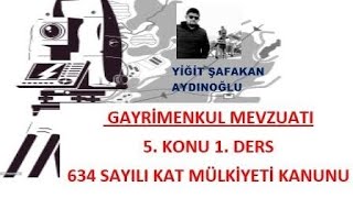 GAYRİMENKUL MEVZUATI 5KONU 1DERS 634 SAYILI KAT MÜLKİYETİ KANUNU [upl. by Nee]