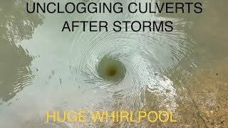 UNCLOGGING CULVERTS AFTER STORM 082023 [upl. by Domela]