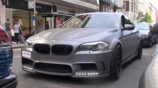 BMW HAMANN M5 F10 AKRAPOVIC EXHAUST SOUNDS IN LONDON [upl. by Melina]