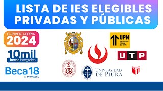 Beca 18 2024  ¿A qué Universidades y Carreras postular 🎯 [upl. by Gavriella682]