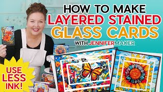 How to Make Stained Glass Cards  How to Use Less Ink [upl. by Anelra]