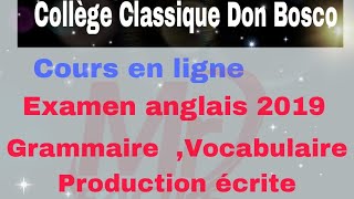 examen Anglais 9e AF 2019 Grammaire vocabulaire et production écrite examen ExamEnglishud3om [upl. by Nivat]