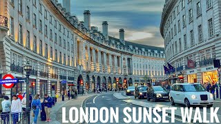 England Central London Sunset Walk  Relaxing Walking tour in West End London 4K HDR [upl. by Reffotsirhc]