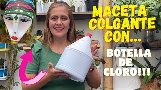 MACETA con BOTELLA de Cloro GRANDE  GITANA  ♻️✂️🪴PASO A PASO reciclaje macetas ideas [upl. by Nauqas]