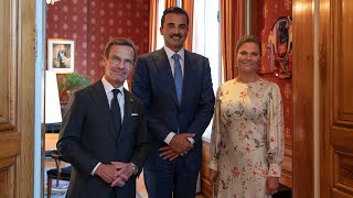 Su Alteza el Emir asiste a una cena banquete ofrecida por el primer ministro de Suecia [upl. by Ziwot620]