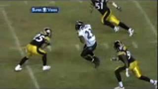 Willis McGahee and Ryan Clark BIG Hit Baltimore Ravens vs Pittsburgh Steelers AFC Championship [upl. by Yrac561]