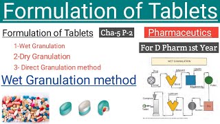 Formulation of Tablet  Wet Granulation method  in Pharmaceutics  D Pharm 1st Year with notes [upl. by Nivlem496]