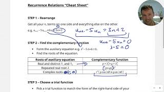 Extra Pure  Recurrence relations 7 summary [upl. by Andel]