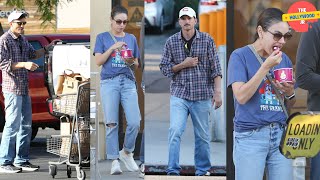 ASHTON KUTCHER AND MILA KUNIS GRAB MCDONALDS AND ICE CREAM AFTER GELSONS RUN [upl. by Adnorrahs909]